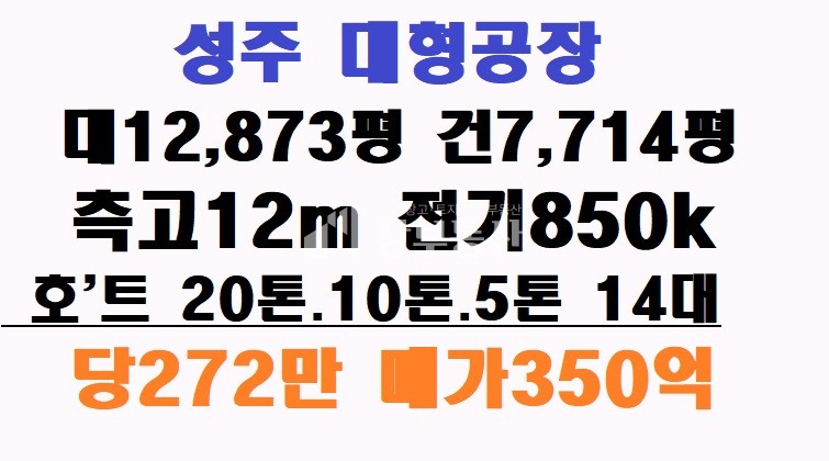 경북 성주군 성주읍 성주 대형 공장매매 매매 매물번호 10190 사진 1